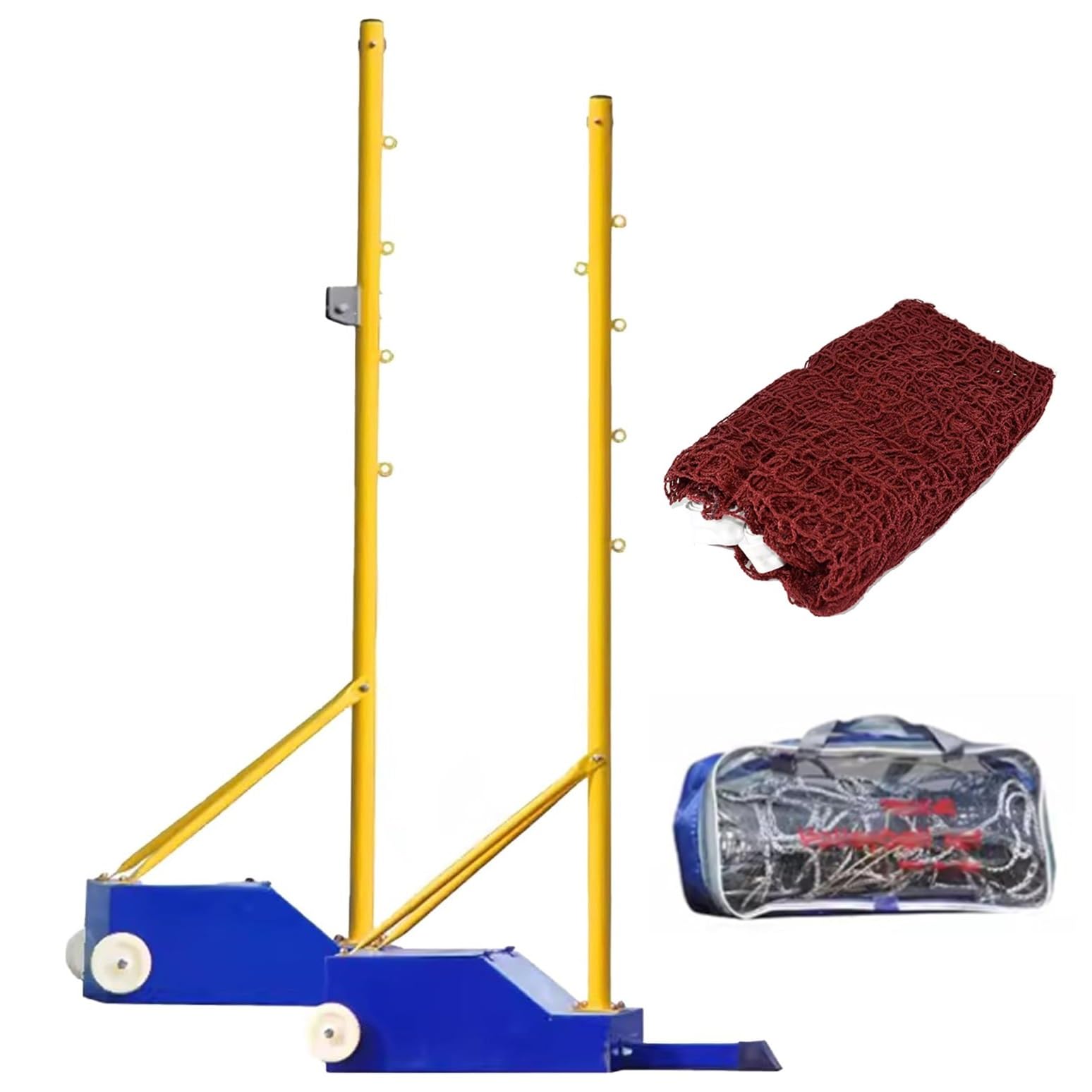 WDJBPSH Heavy Duty Badminton Combo Set, Movable Pickleball Net Rack with Weighted Base & Replacement Netting, Family Reunion/Camping Trips/Neighborhood Gathering Games Equipment