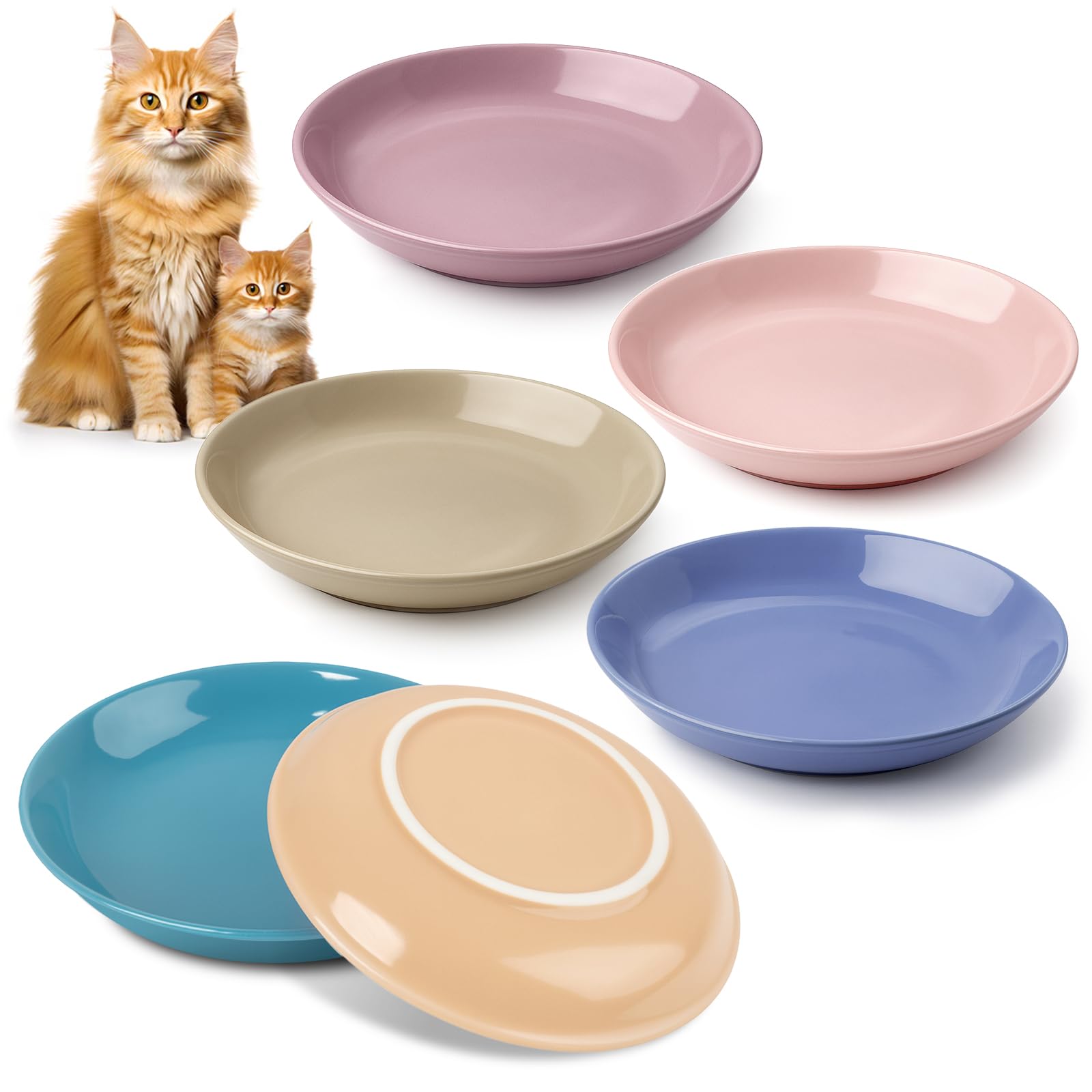 6 Pièces Gamelle Chat, Gamelle Céramique Plat, Bols Chat pour Nourriture et Eau pour Chatons