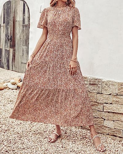 Image of PRETTYGARDEN Women's Casual Smocked Boho Floral A-Line Maxi Dress 2026