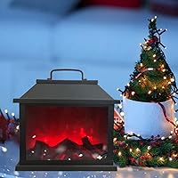 Vista 15 de Farol de chimenea pequeño y acogedor tradicional realista con efecto de llama de leña, luz LED, estilo carbón, lámpara de mesa