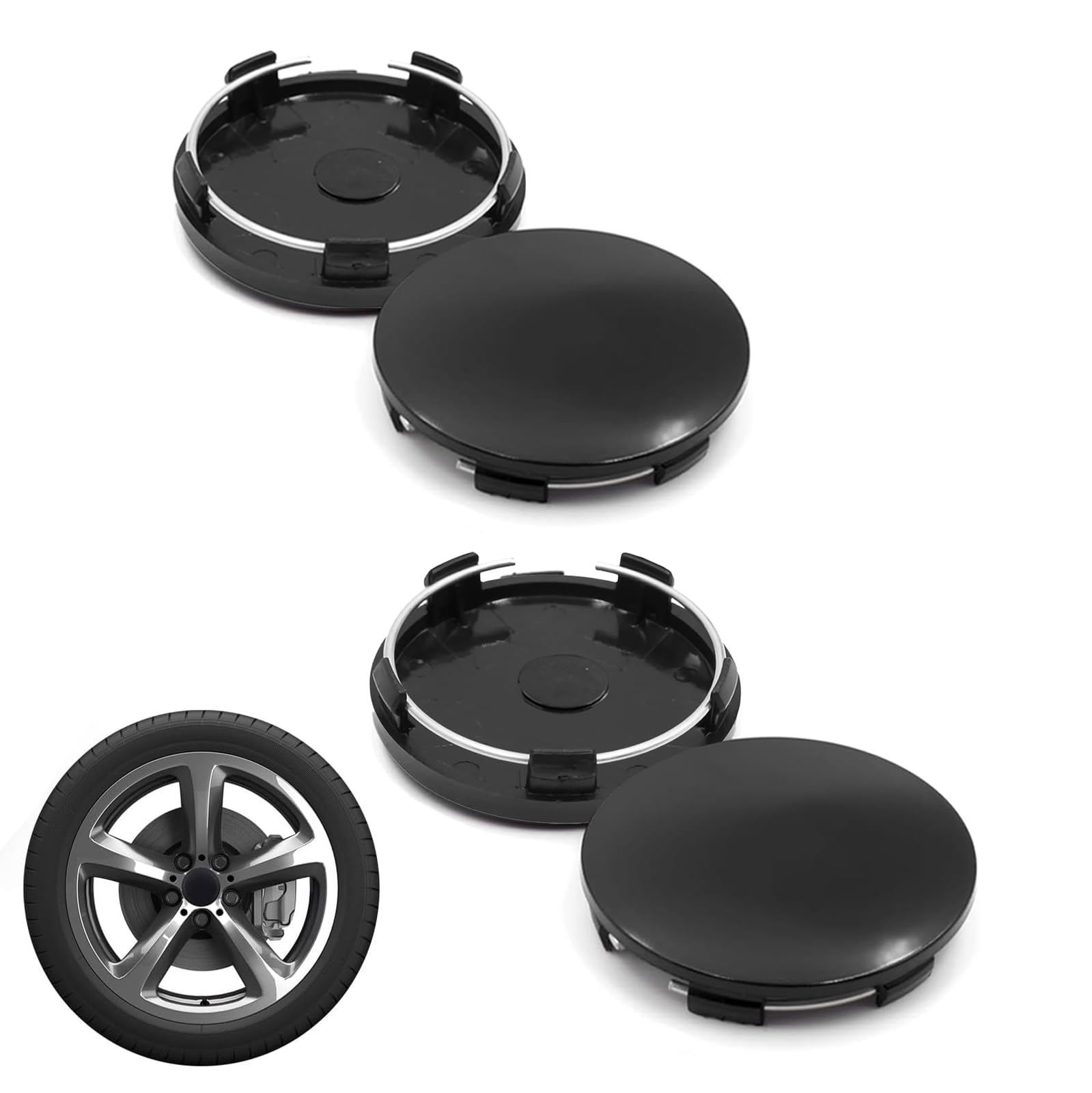 Jetstream 4 Pièces Cache Moyeu 60mm, Enjoliveurs Centre de Roue de Voiture, Les Accessoires de Roue sont Utilisés pour Les Jantes de Voiture
