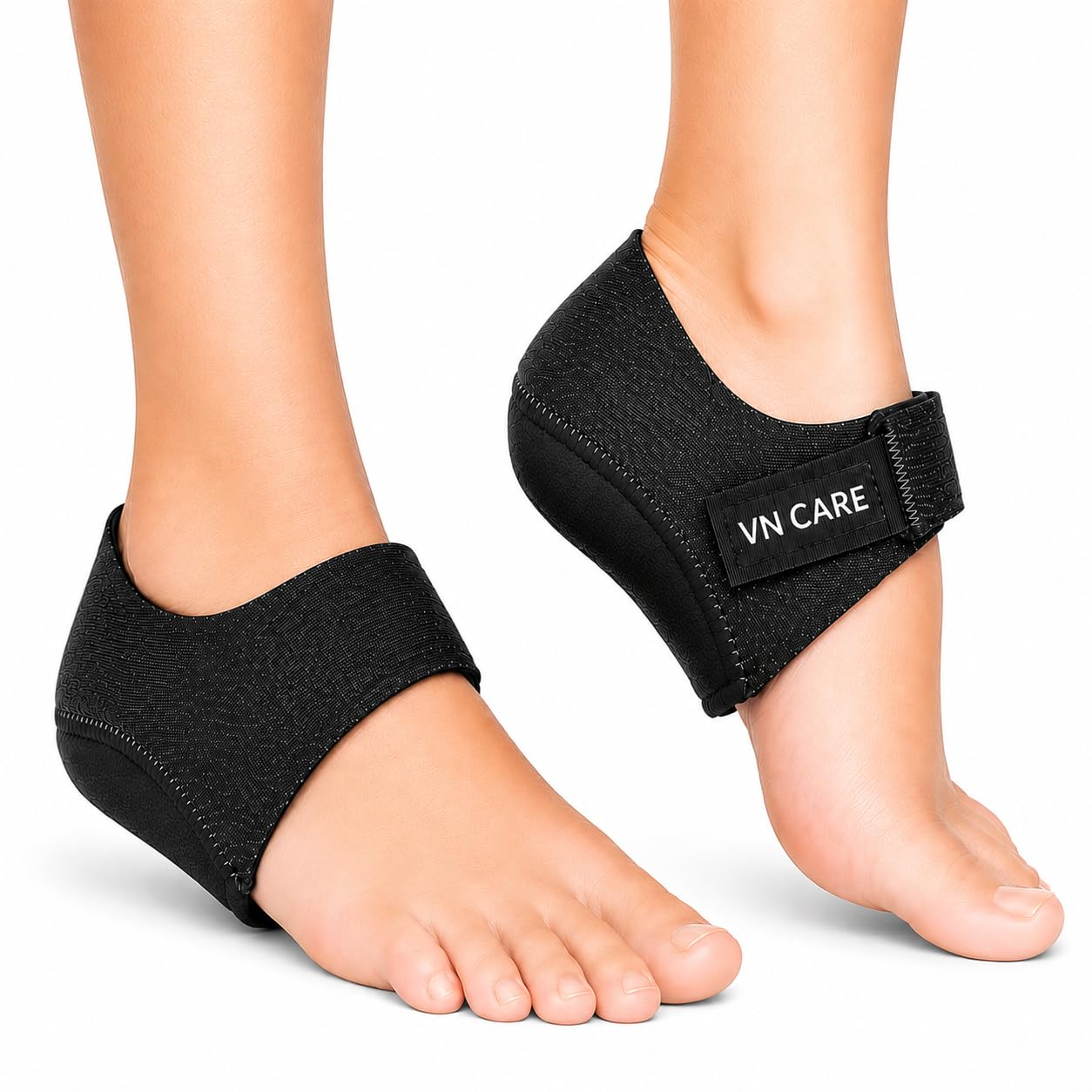 Vn care Heel Protector Pads for Pain Relief for Men & Women | Silicone Gel Heel Pads for Plantar Fasciitis, Heel Pain & Heel Spur | Orthotic Heel Cushion Support, Soft & Reusable Heel Protectors (1 Pair) Black-image-2