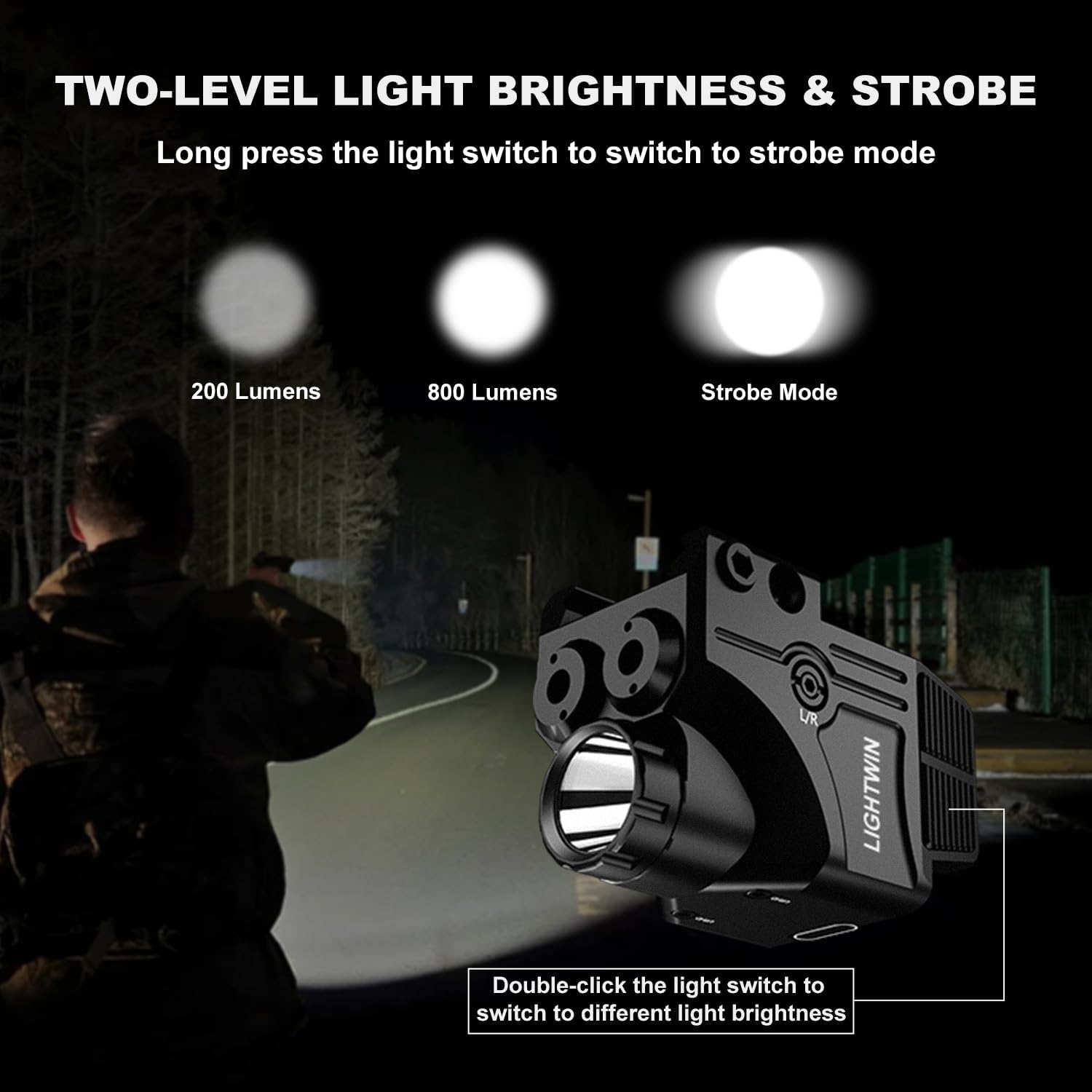 Red Green Purple Blue Laser Light Combo, 800 Lumens Tactical Flashlight Laser Sight, Built-in USB Rechargeable Battery, Adjustable Compact Tactical LED Light Laser Beams