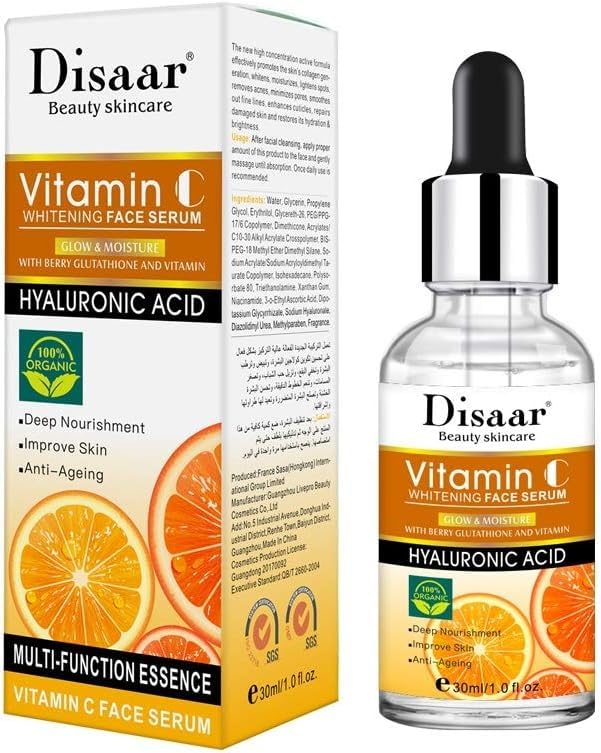 Vitamin C Face Serum Disaar NATURAL Anti-aging Anti wrinkle Vitamin C Hyaluronic Acid Skin Whitening Deep Nourishment Face Serum 30ml