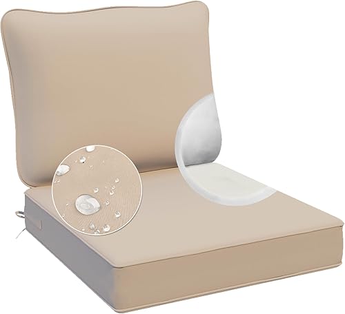 AAAAAcessories Cojines de asiento profundos para exteriores para muebles de patio, cojines de repuesto resistentes al agua, 24 x 24 x 5 pulgadas,