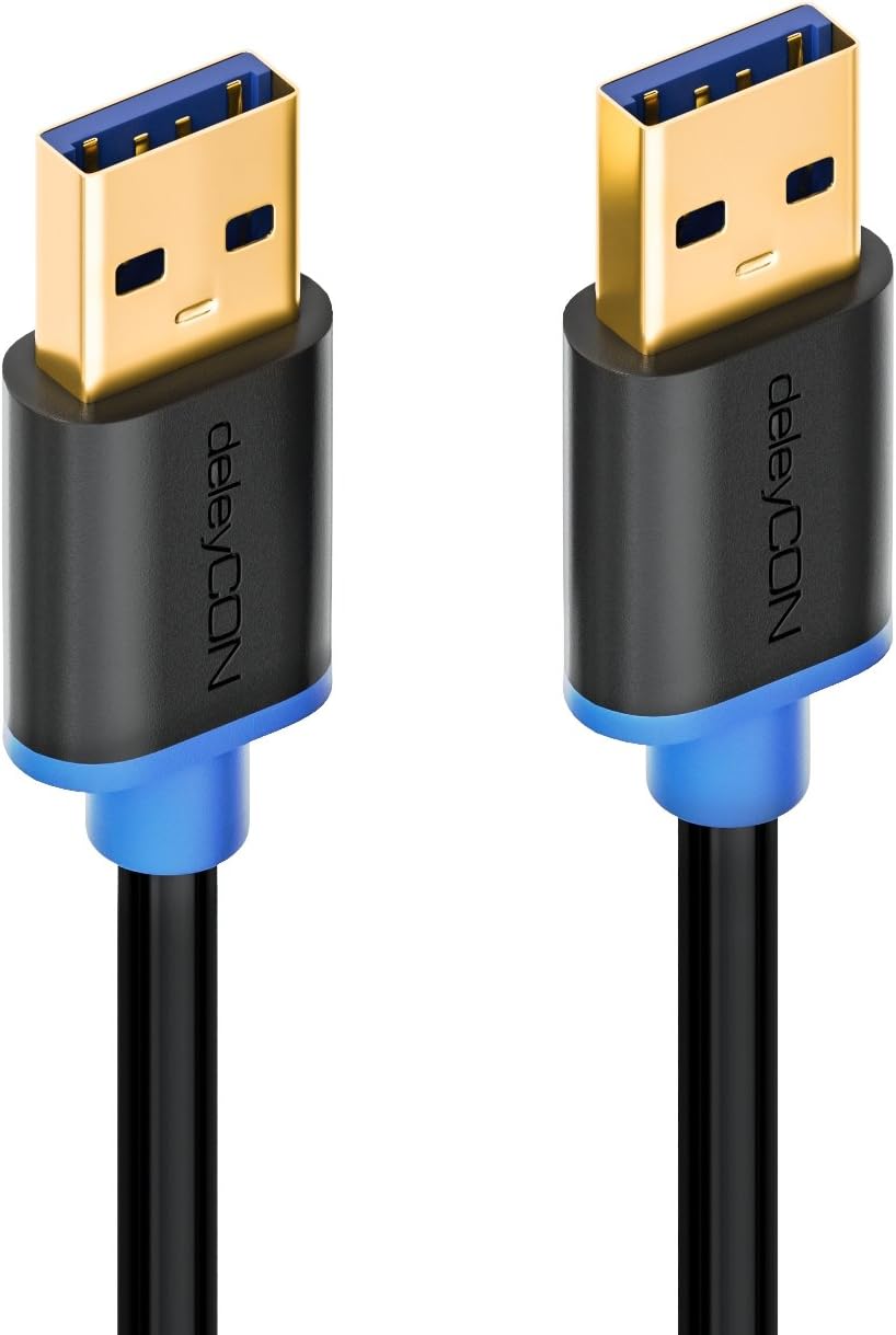 deleyCON 2m (6.56 ft.) USB 3.0 Super Speed Data Cable - USB A (Male) to USB A (Male) Transfer Rates up to 5Gbit/s - Black - Image 4