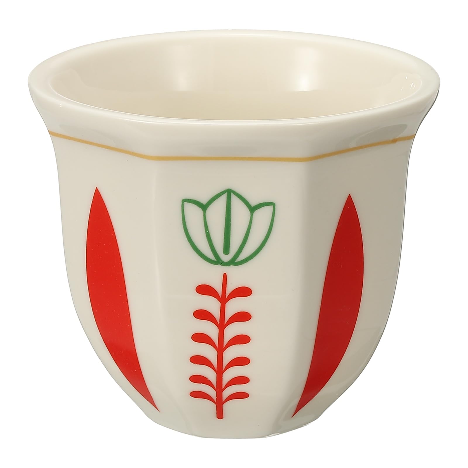sourcing map Arabic Coffee Cup, 8.5 oz Ceramic Tea Cups Espresso Coffee Mug for Latte Cappuccino Milk Office Home Party Gifts, (White/Red, Style H)