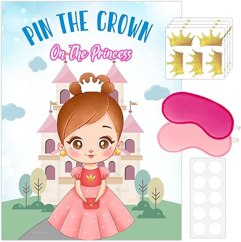 BirDerr Juegos de fiesta de princesas Pin The Crown on the Princess, juegos de fiesta de cumpleaños de princesa, decoraciones de fiesta de disponible en Yaxa Venezuela