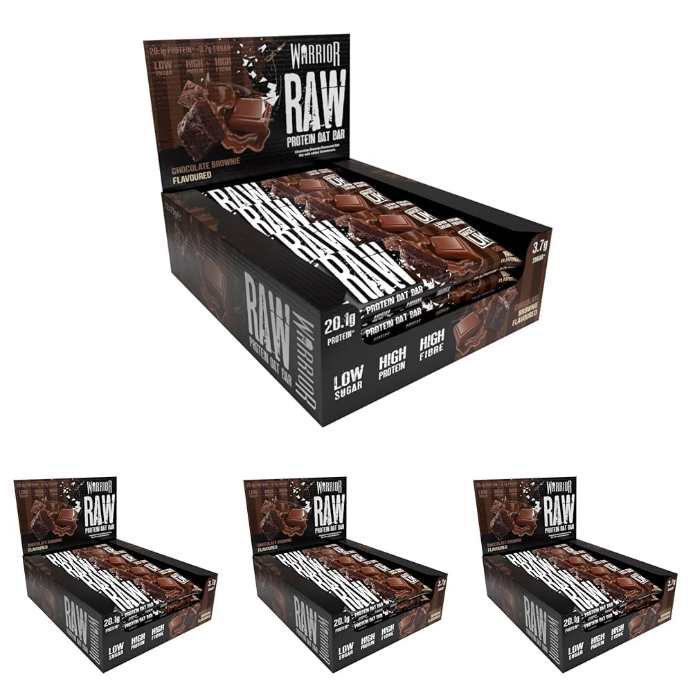 Warrior RAW Protein Bars 12 x 75g – 20g High Protein Bar, Low Sugar High Fibre Oat Protein Flapjack – Protein Snacks, Meal Replacement Bars (Chocolate Brownie) — view 13