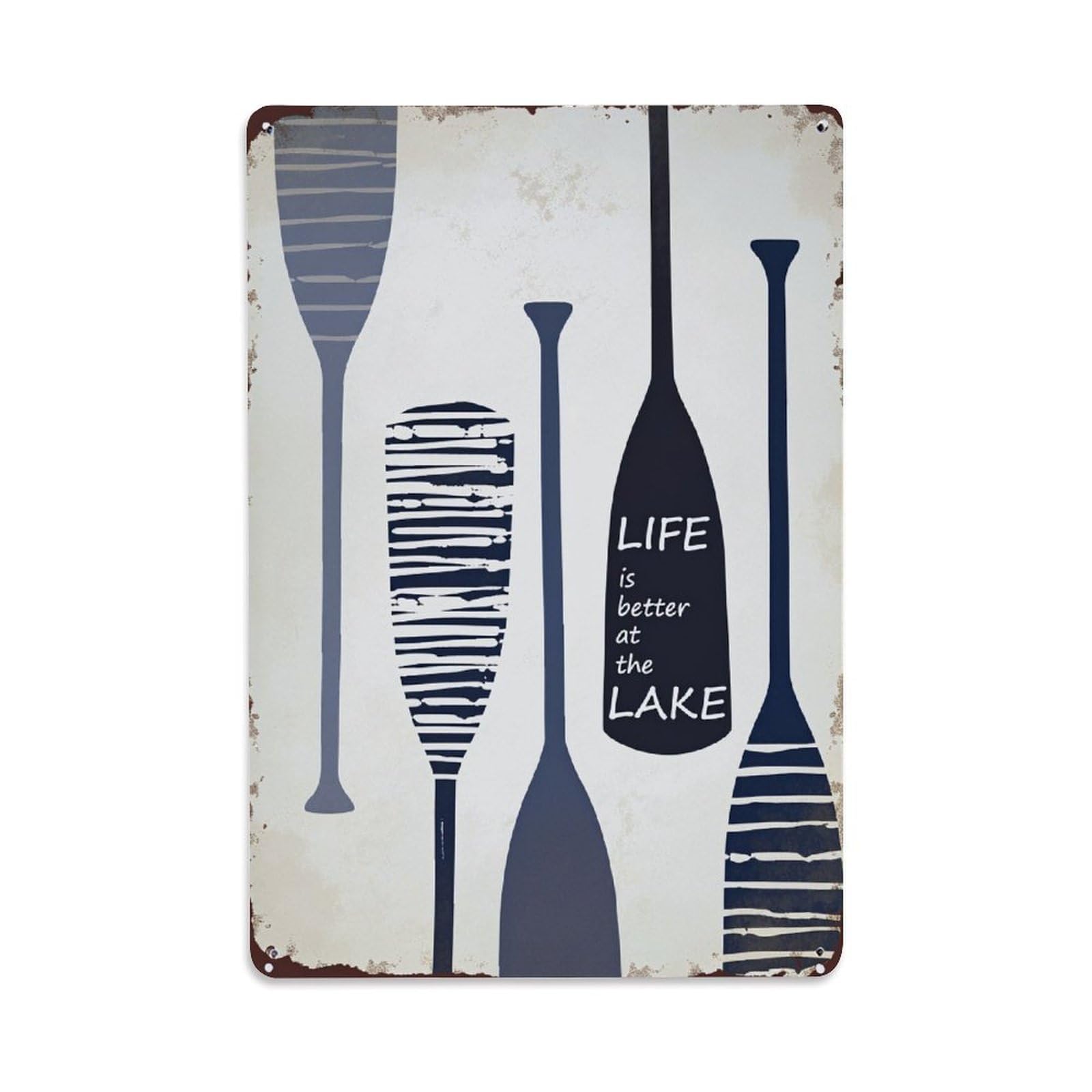 Enderetf Vintage Paddle Pattern Lake Life Better Tin Sign Metal Poster, Home Bar Garage Man Cave Cafe Indoor & Outdoor Wall Decoration 8X12inches