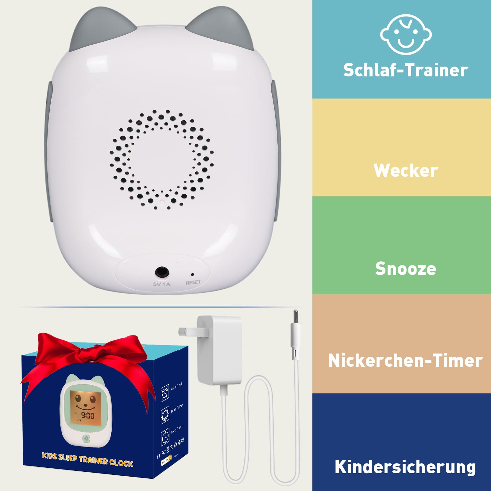 Kleinkinder Schlaf Training Kinderwecker, Schlaftrainer Kinder, Snooze und Timer, Digitaler Wecker Kinder für Jungen und Mädchen