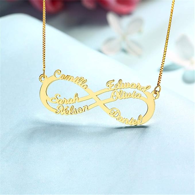 18K Gold Plated 6 Name Infinity 925 