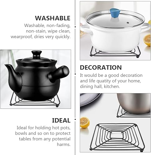 Miniatura 9 de 3 Pack Iron Pot Holder Iron Pot mat cast Iron Trivet Kitchen pad Cookware Color  Black Size  18X18X13CM