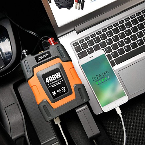 Ampeak 400W Power Inverter DC 12V to 110V AC Car Inverter with 3.1A Dual USB Converter