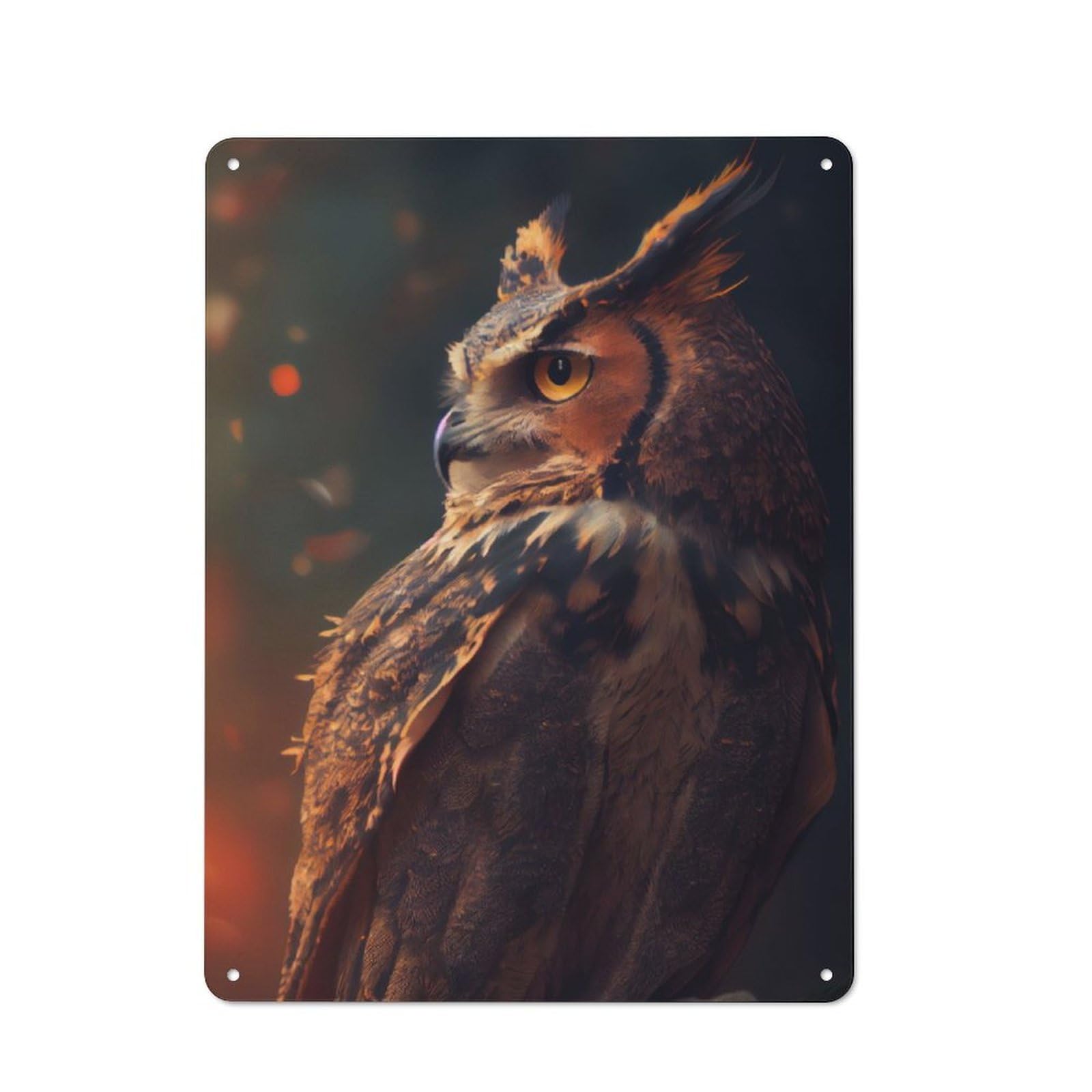 Junmoney Mystic Owl Gaze Rustic Metal Sign 40X30cm For Lounge Or Reading Corner, For Reading Corner Decorators