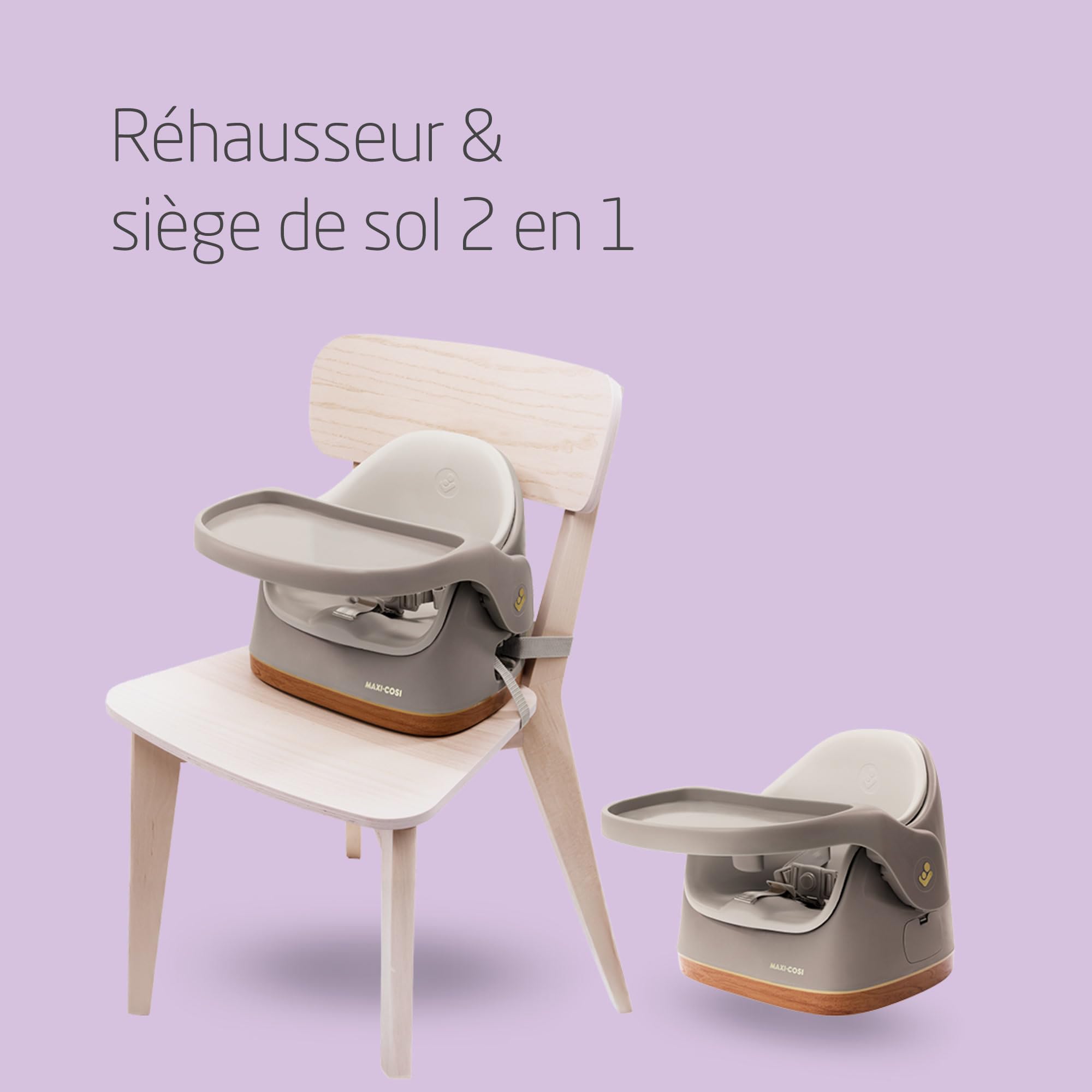 Maxi-Cosi Jay 2 en 1, Rehausseur Chaise Enfant, 6 mois - 3 ans, 9-15 kg, Rehausseur Chaise Bébé Portable, Tablette Réglable, Facile à Nettoyer, Design Compact, Spacieux, Elegance Beige