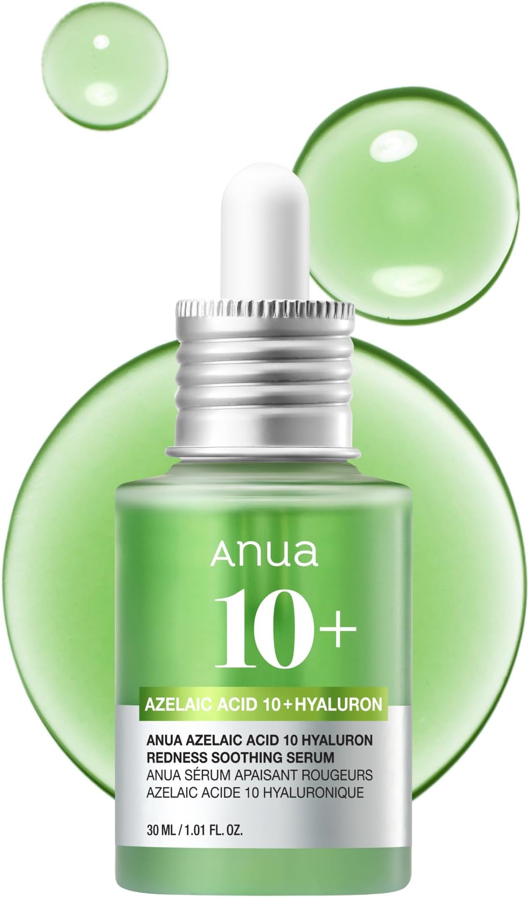 Anua Azelaic Acid 10 Hyaluronic Redness Soothing Serum, Facial Serum for Sensitive Skin, Hyaluronic Acid, Niacinamide, Spot Care, Natural Colour, Vegan, Korean Skincare (30 ml / 1.01 fl oz.)