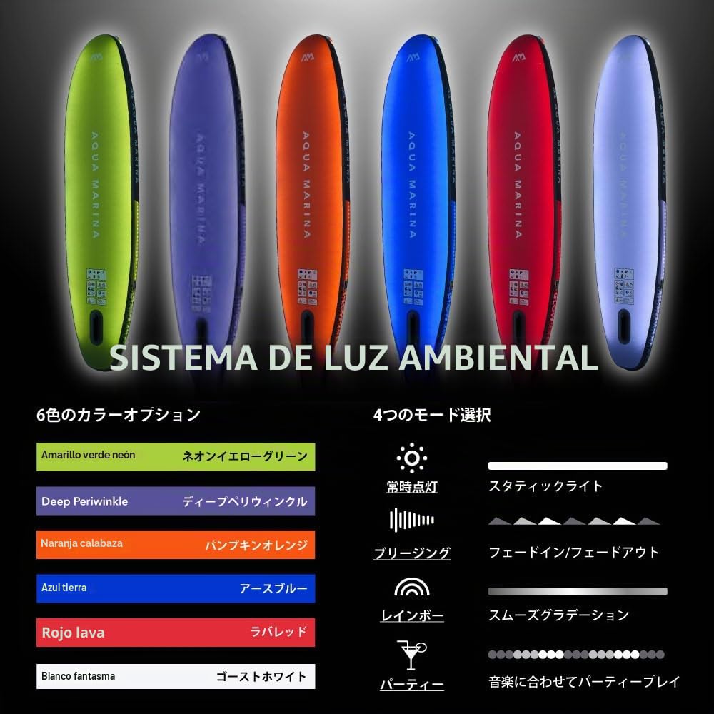 Aqua Marina Glow - Tabla de remo inflable de 10 pies y 4 pulgadas
