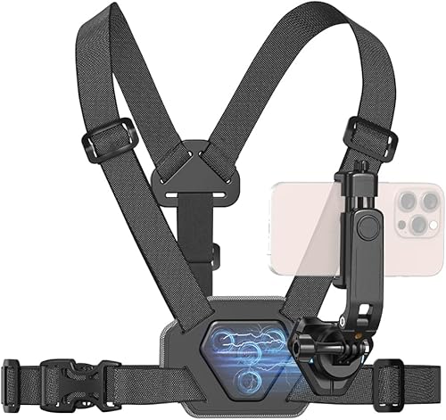 Miniatura 1 de Soporte de arnés magnético mejorado para correa de pecho para teléfono, soporte magnético de liberación rápida ajustable para teléfono celular,