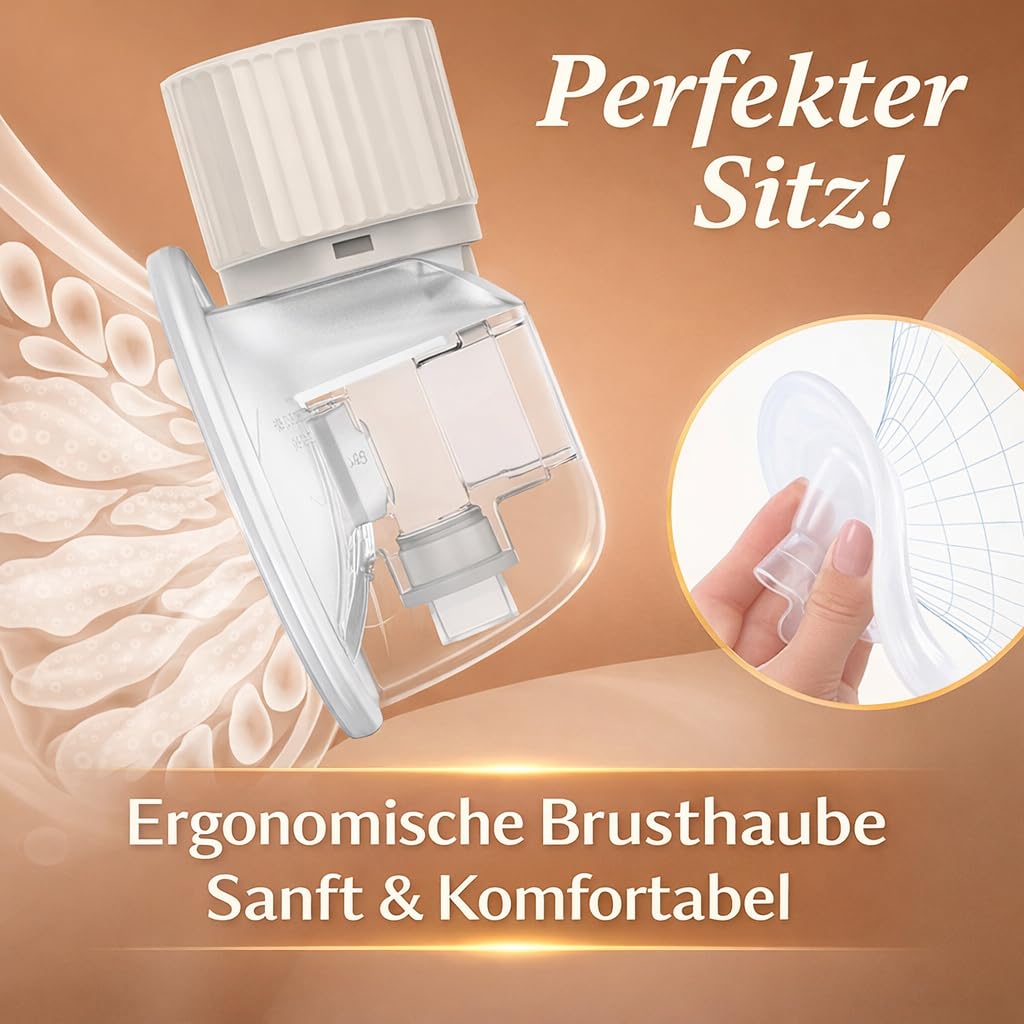 Neno Vento Milchpumpe Elektrisch Freihändig - Elektrische Milch Pumpe Handsfree - Breast Pump Electric - Dreiphasen Abpumpen Muttermilch - 9 Saugstufen - BPA-frei- Schnelles USB-C-Laden