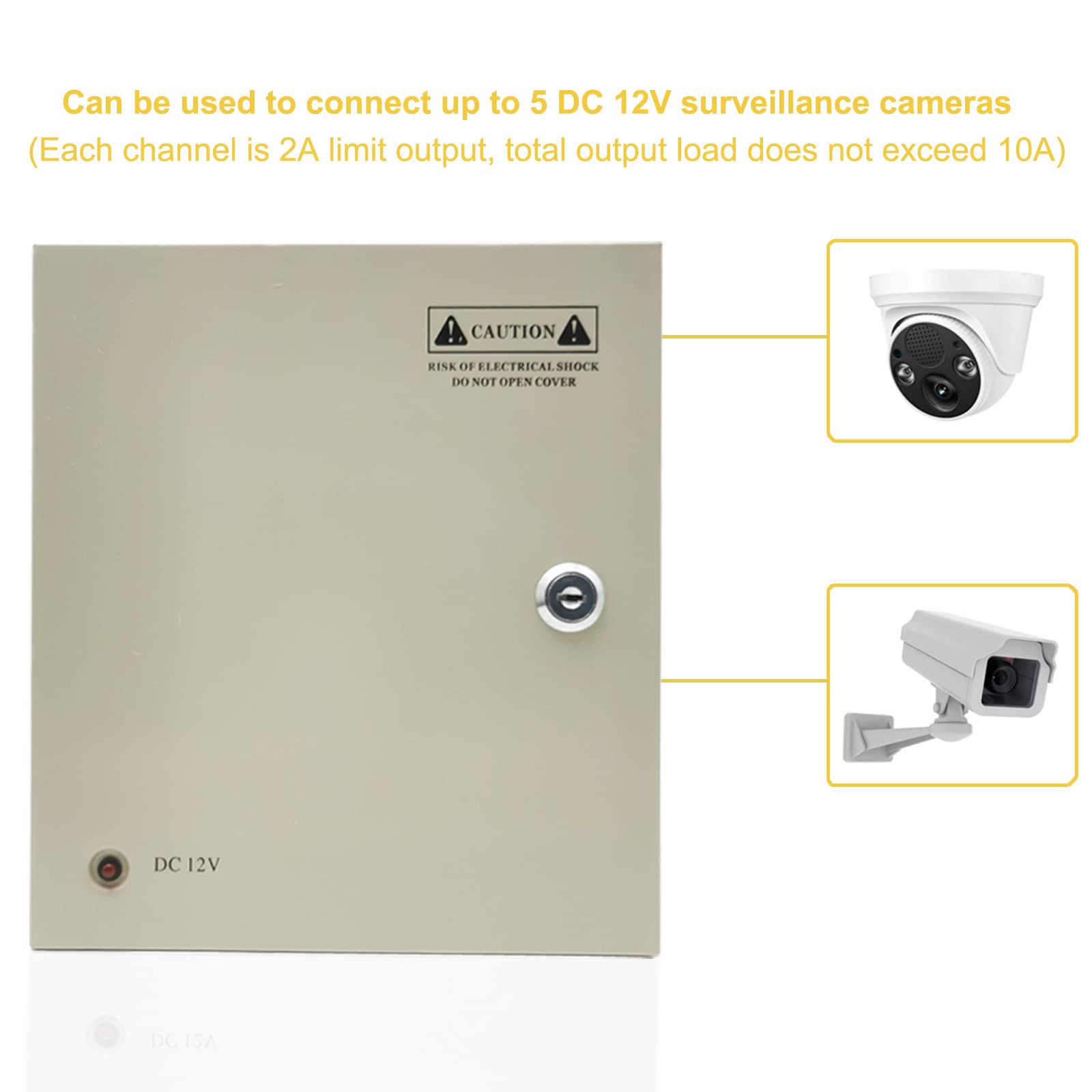 12 V 10 A 120 W Obudowa Zasilania CCTV 9-Kanałowe Wyjście, Zasilacz Sieciowy z Gniazdem AC, Skrzynka Zasilająca do Kamer Monitoringu, Rejestratorów DVR i Taśm LED