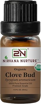 Clove Bud Essential Oil, USDA Certified Organic, 100% Pure Undiluted, Aromatherapy Oil for Diffuser, Hair & Skin Care
