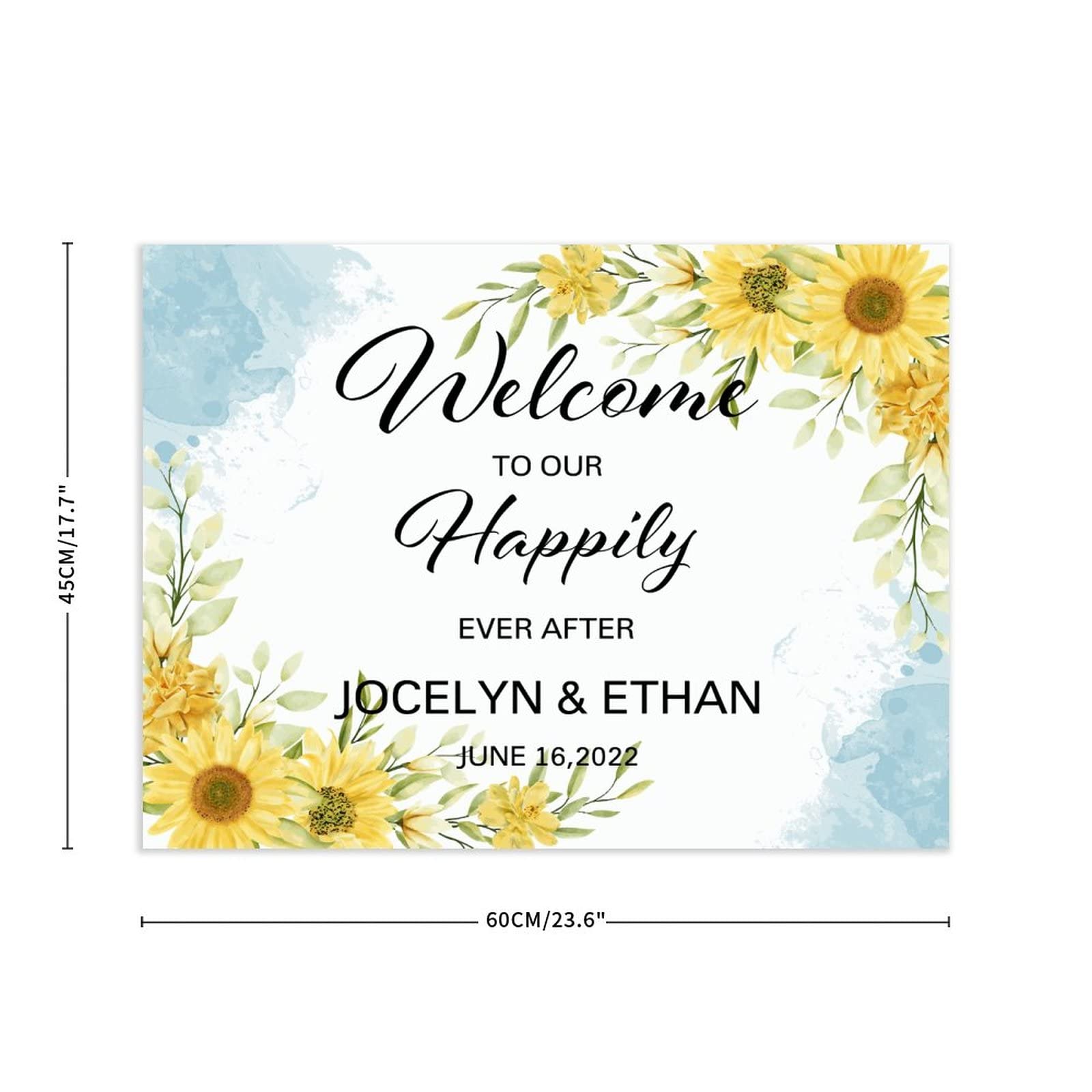 Welcome to Our Happily Ever After Wedding znak powitalny spersonalizowana drewniana tablica elegancka romantyczna słoje drewna spersonalizowany znak ślubny na ceremonię przyjęcia weselnego zaręczyny