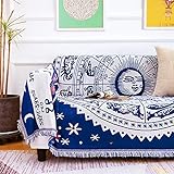 CaptainRay Boho Woven Throw Blanket Reversible Cotton Bohemian Tapestry Hippie Room Decor Witchy Ast