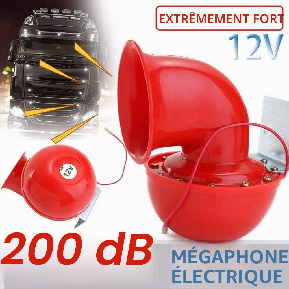 Voiture klaxon électrique 200DB 12V rouge haut-parleur klaxon métal vache son pour voiture moto bateau