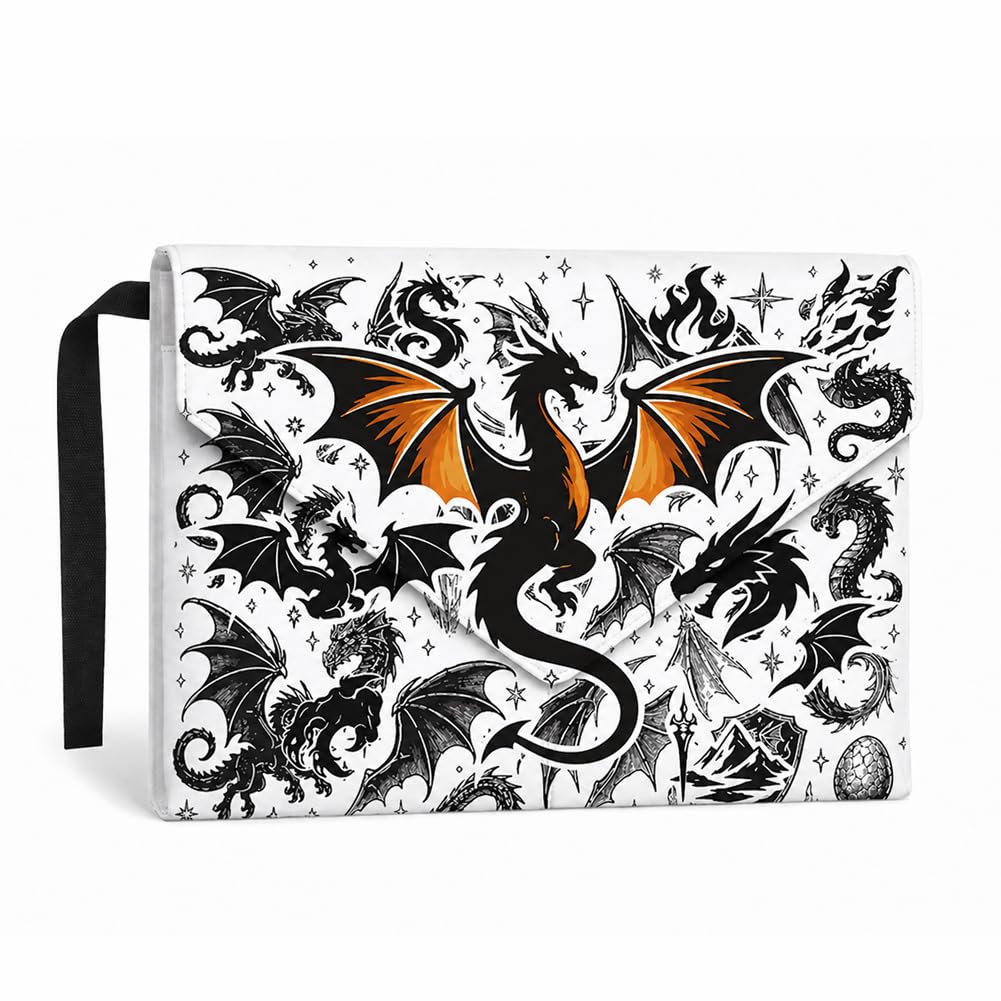 GOMAKERER 1pc Book Sleeve, Dark Academia Dragons Pattern Book Cover Waterproof Books Pouch with Front Pocket for Women Books Lover Reader Librarian Reading Accessories Bookish Gifts,9x12 Inch