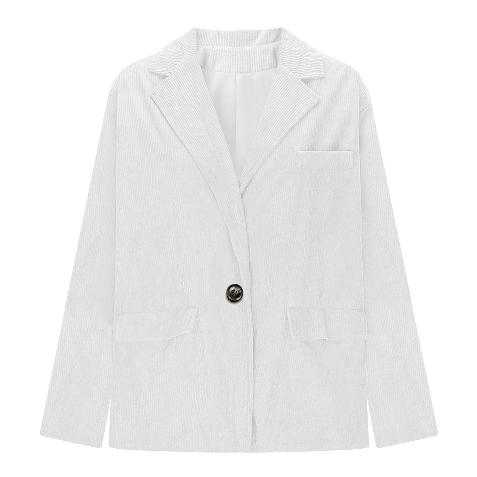 Blazer Femme Chic Et Elegant Veste Manches Longues Classique Velours Côtelé | Veste Costume Ouverte Devant À Un Bouton, Veste Tailleur Uni Polyvalent Oversize, Manteau Cardigan Revers De Bureau Travail