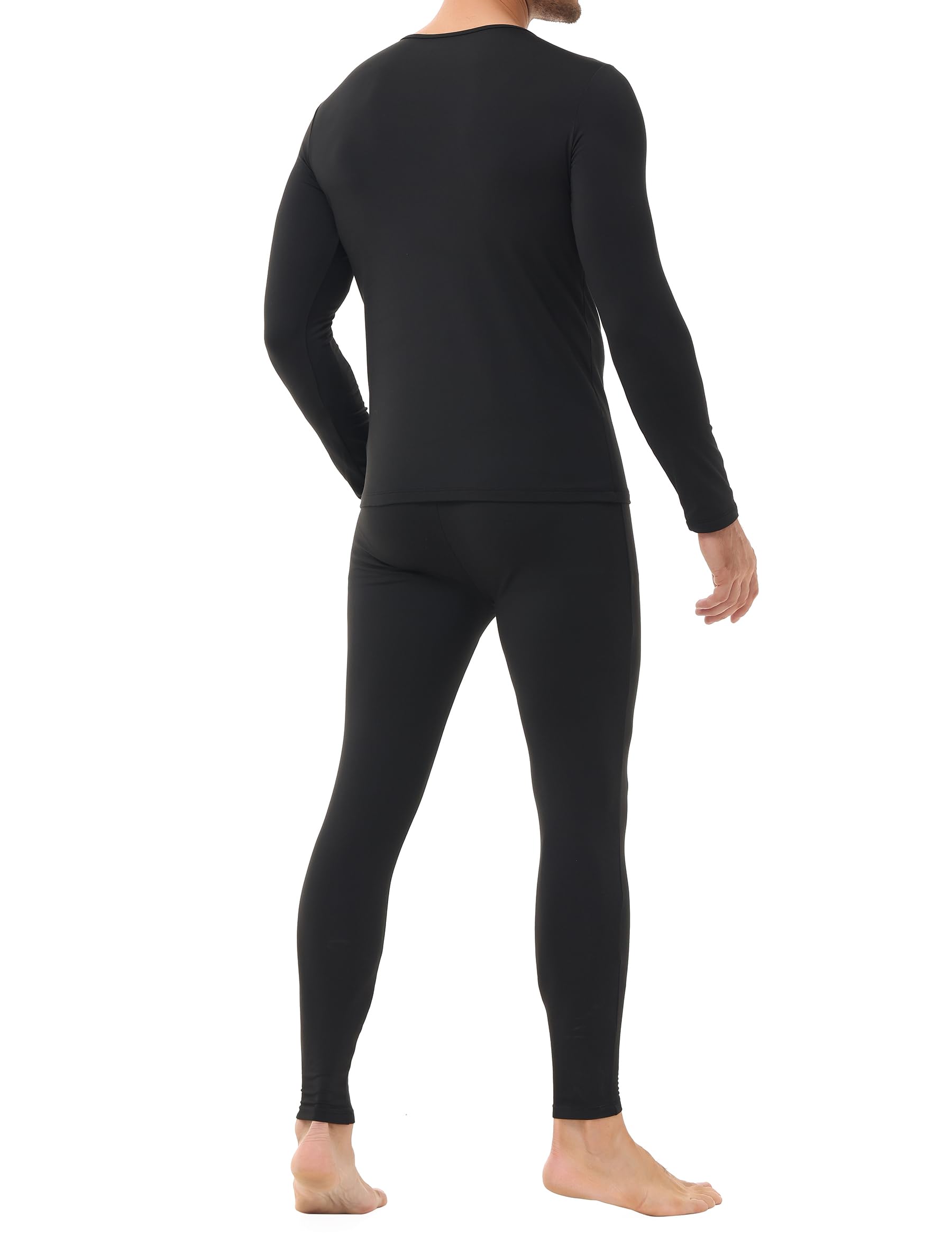Winvote Thermal Underwear for Men Long Johns Fleece Lined Soft and Warm Set Base Layer for Cold Weather Black L