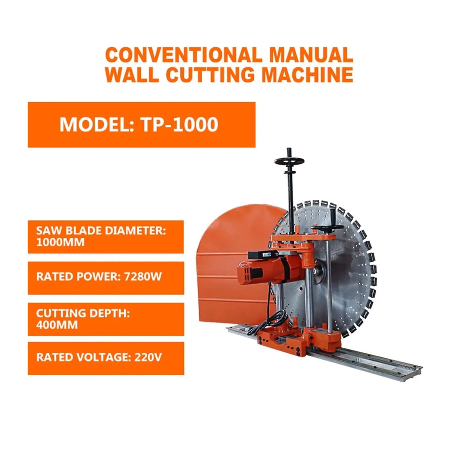 Cortadora de muros de hormigón armado de 8680 W, sierra for muros, for puertas y ventanas, de alta potencia Para bricolaje(TP-1000)