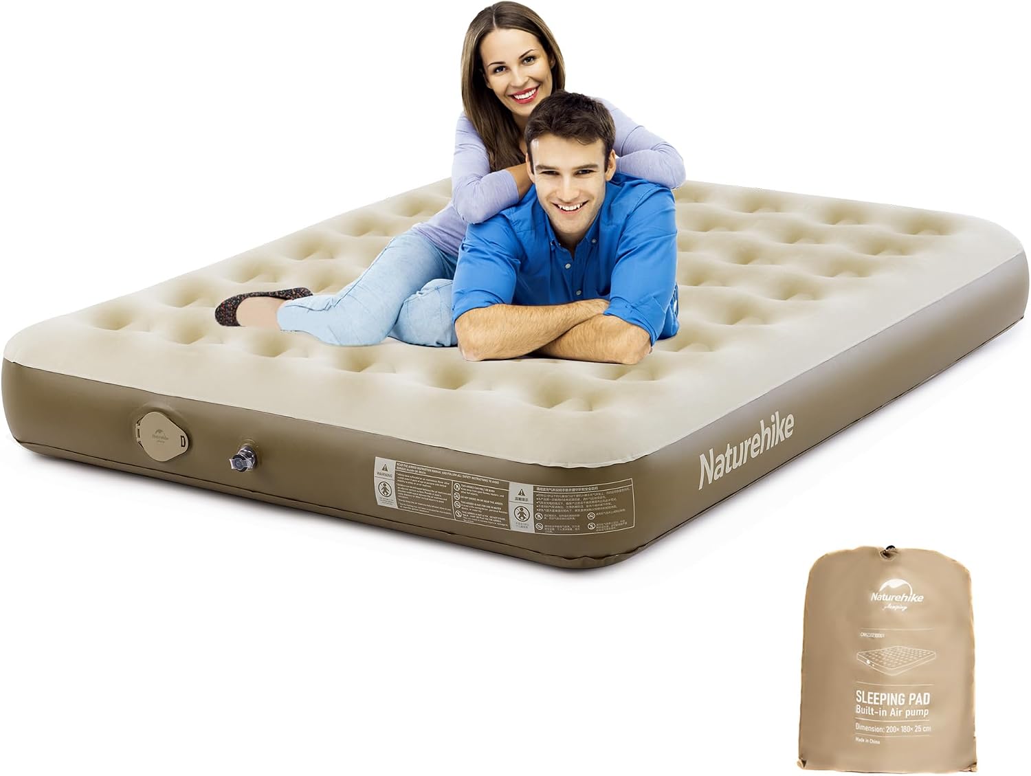 Naturehike Luxury Air Mattress Queen Size with Removable Built-in Electric Pump, 79 * 59in Extra Wide Inflatable Mattress for Home, Camping, Guests, Travel, Formaldehyde- Free, Morning View