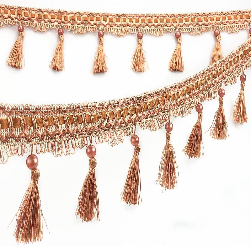 Tassel Fringe Trim，Curtains Foil Fringe， 12 Yards Curtain Tassel Fringe Edging Lace Trim DIY Upholstery Crafts Garment Curtain Cushion Decor Sewing Accessories (Color : 6) (Color : 3) (Color : 3)