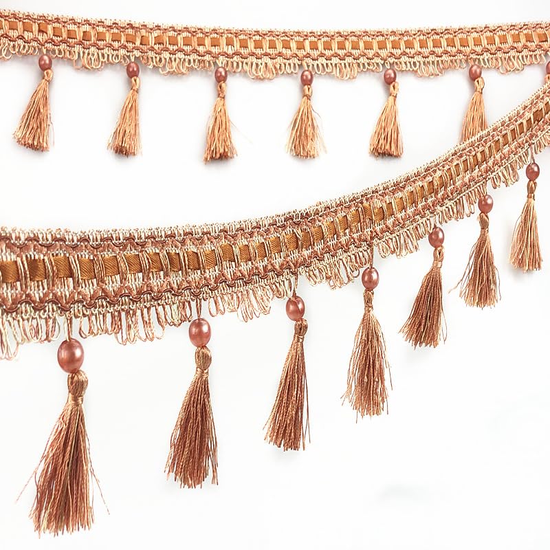 1 szt. 12 jardów eleganckiej frędzli z koralików do zasłon – akcesoria tapicerskie i krawieckie DIY do wystroju wnętrz(Light jade)