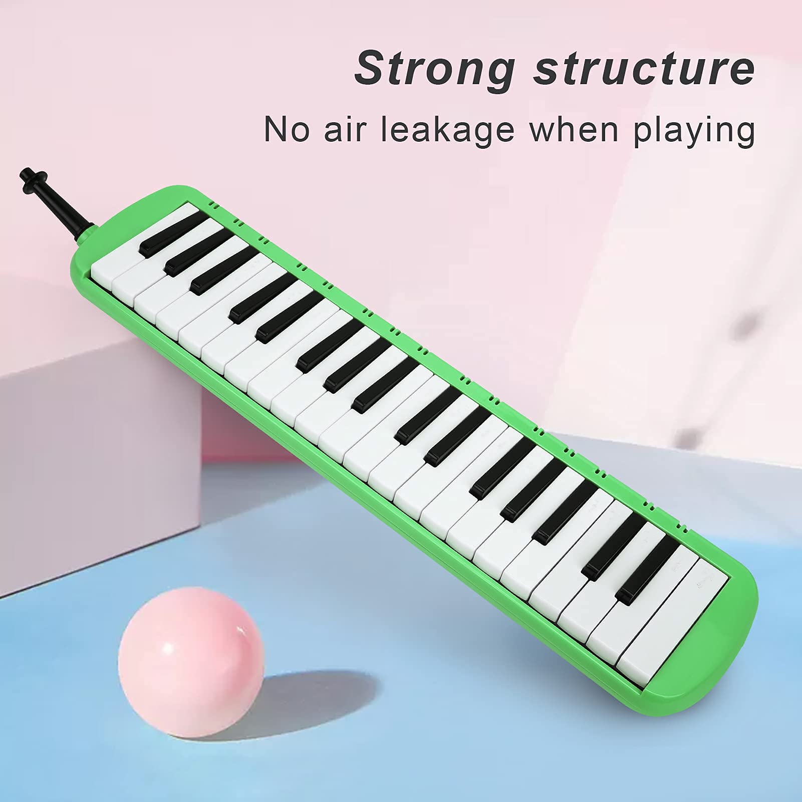 Melodica 37 Touches Clavier Melodica Instrument de Musique à Vent avec Installation Facile pour Débutant Formation Professionnelle (vert)