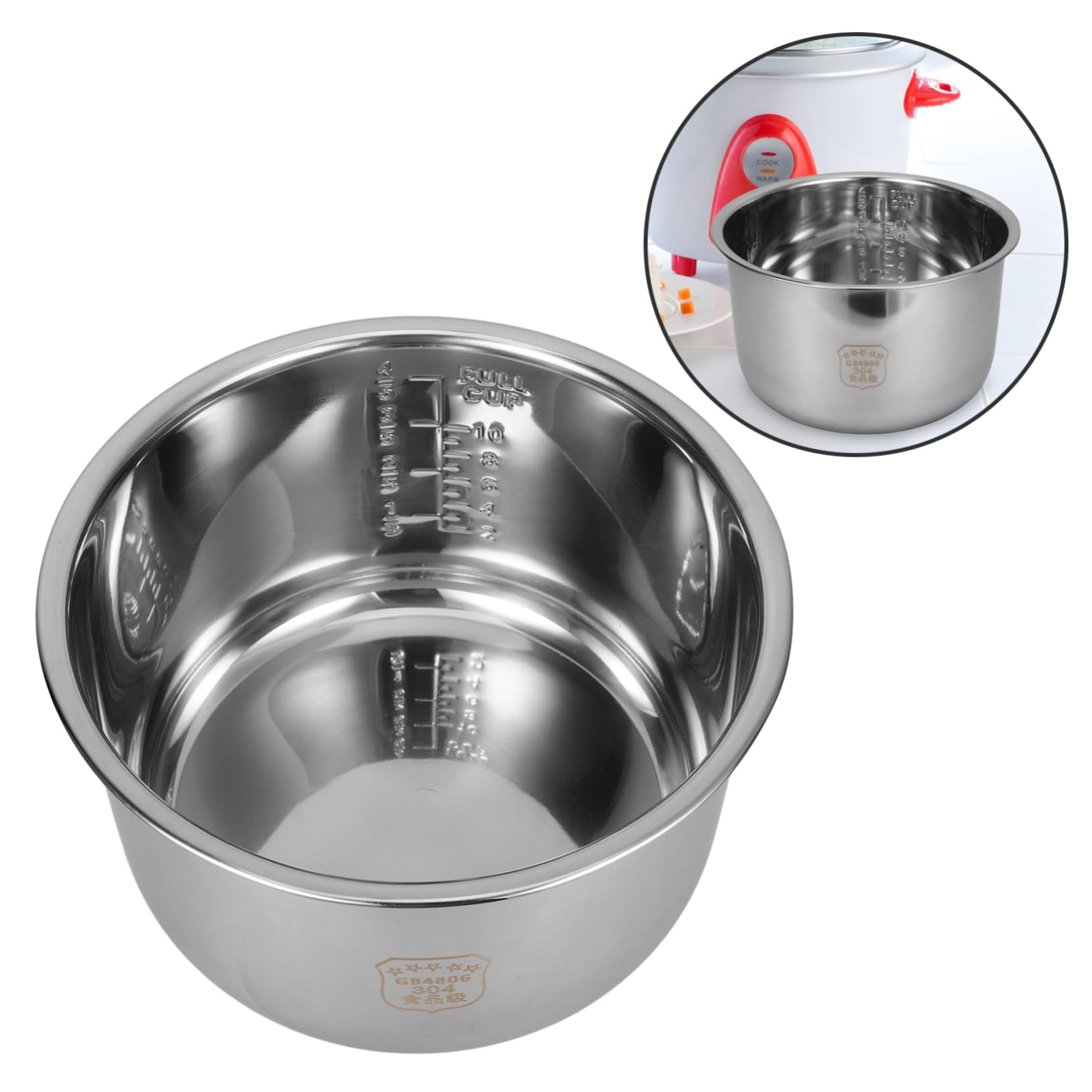 BESTonZON Pentola Interna per Cuociriso in Acciaio Inox 5l, Ricambio Multifunzione Design Creativo e Capacità, per Elettrodomestici da Cucina Domestica