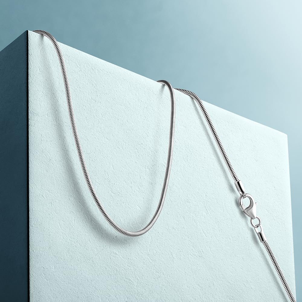 MIORE Halskette Damen, 925 Sterling Silber, Kette ohne Anhänger, Made in Italy, filigrane Kette Silber 925, 45 cm, Schlangen-Design, Schmuck Damen, geliefert in Schmuckbox