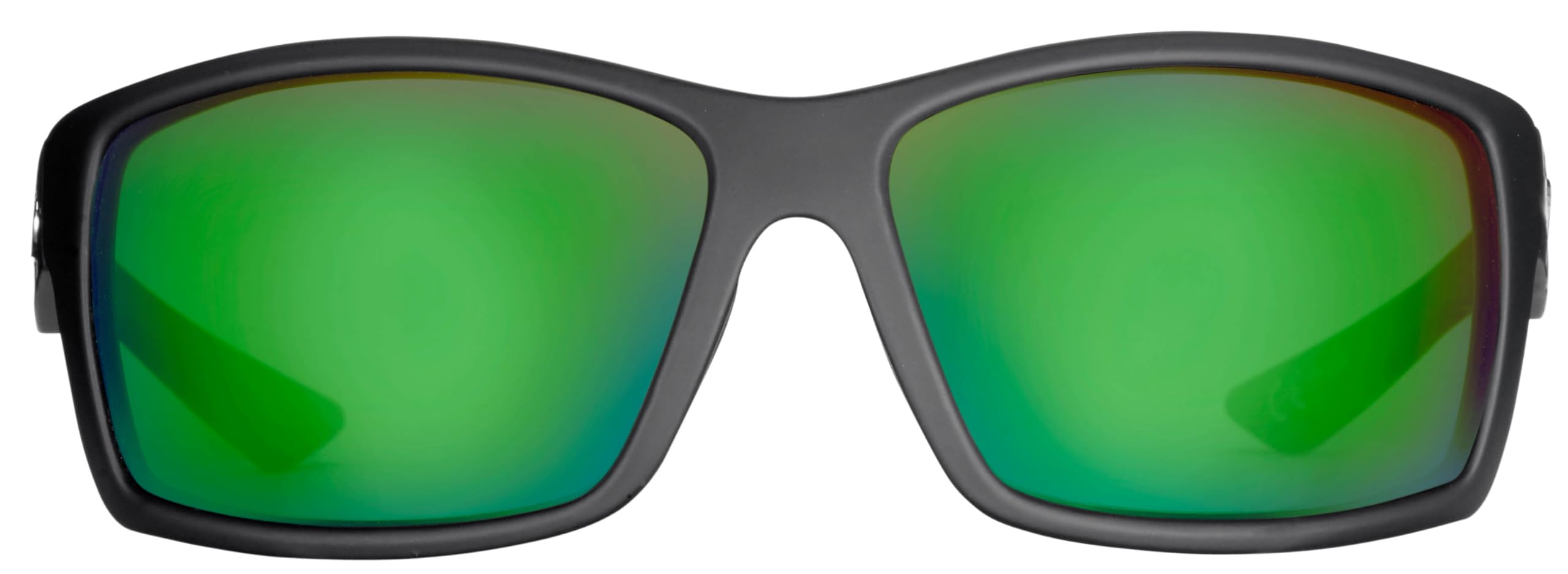 Flying Fisherman Rafter Polarized Rectangular Sunglasses, Matte Black Frame/Green Mirror Lens
