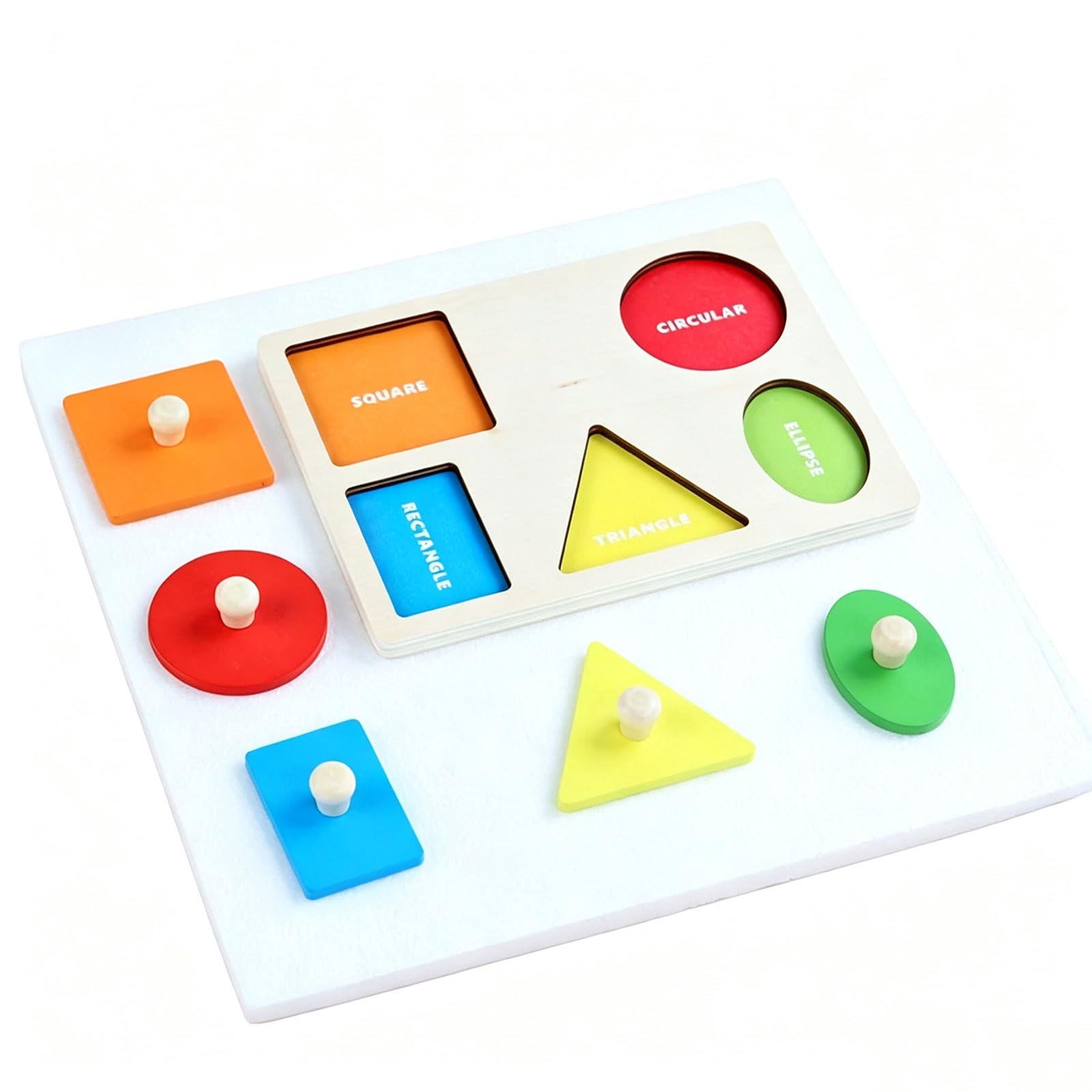 ttnmrc Montessori Wooden Shape Peg Puzzle