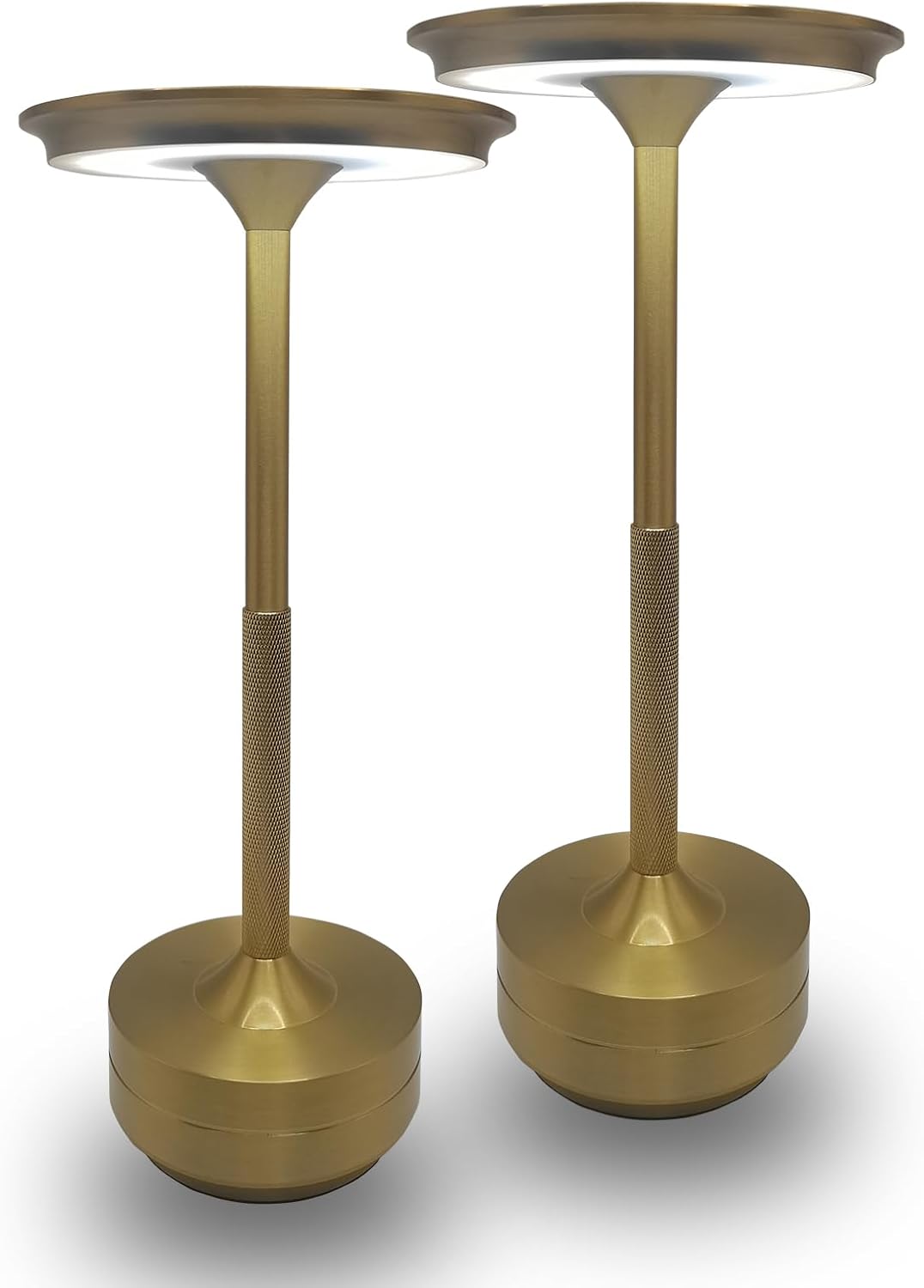 Cordless Rechargeable LED Table Lamp, 11.5 inches Modern Portable Desk Lamps 3 Colors Adjustable Brightness, 2600 mAh Battery Powered Table Light for Bar Restaurant Dining Golden 2Pcs