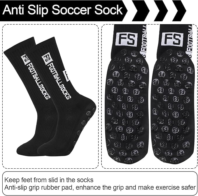 Image of Anti-Slip Sports Socks with Rubber Grip - High-Tech Breathable Cricket, Football, Yoga Socks for Men & Women | Athletic Socks for Gym, Running