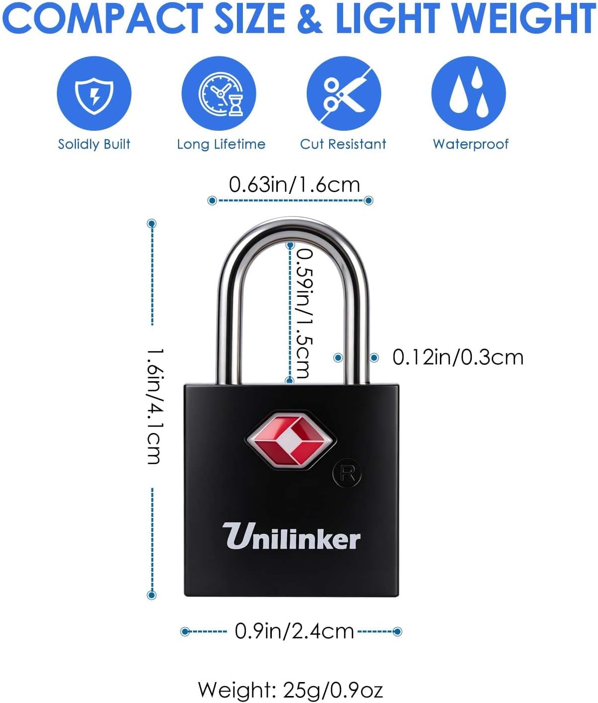 4 Pack TSA Approved Luggage Locks with Keys Alike, Travel Metal Padlock