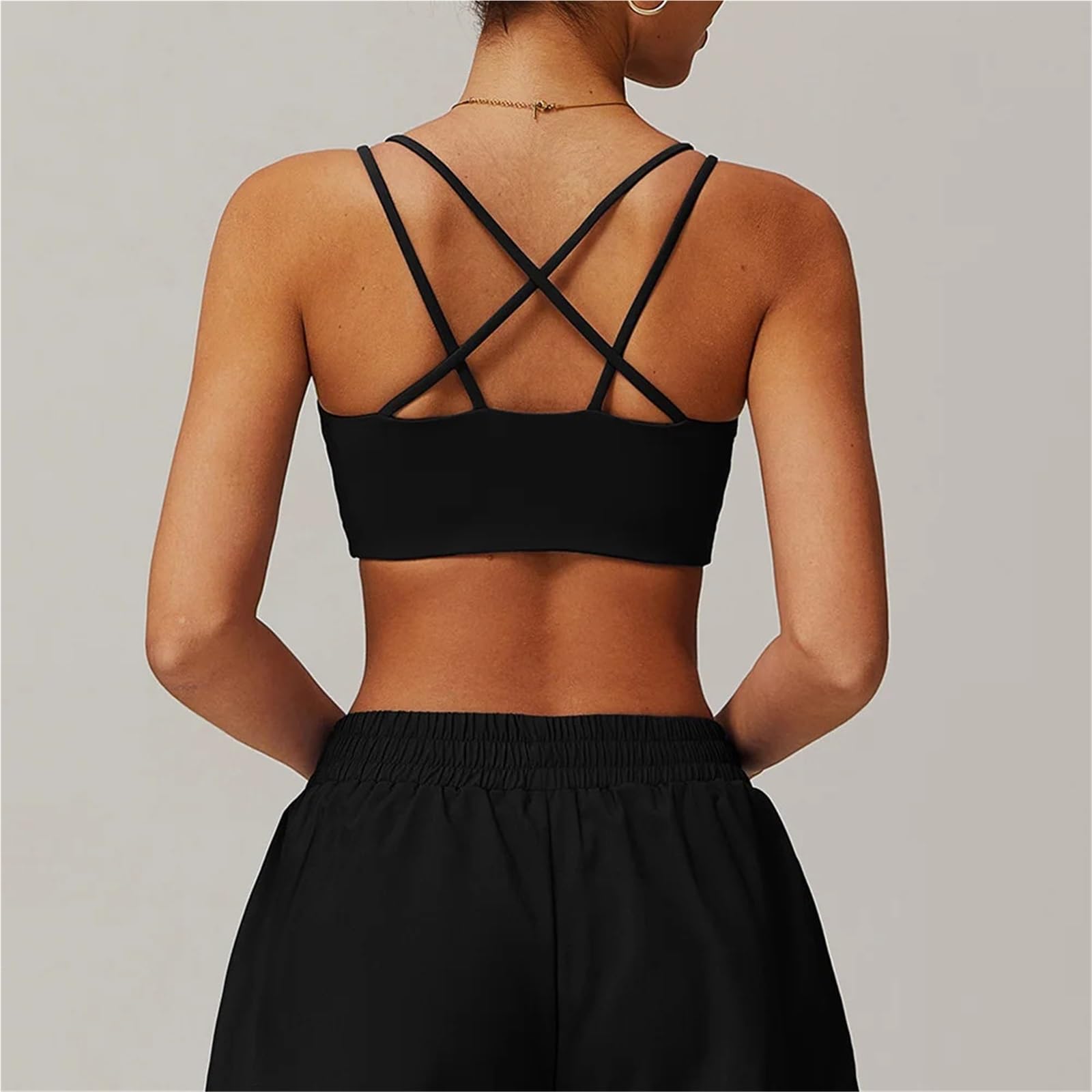 Sujetador Deportivo Mujer Bralette con Tirantes Cruzados en la Espalda y Soporte Alto for Yoga, Correr, Fitness, Gimnasio, Acolchado