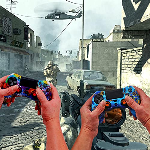 Image of Silicone Skin for Ps4 Controller, 2pcs Anti-Slip Shell Cover Case with 10 Joystick Grips, 2 Pairs L2 R2, 4pcs Led Light Bar Skin for Playsation 4 / Slim /Pro Dualshock 4 Controller Wireless Gamepad