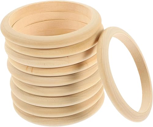 EXCEART Pulsera de madera con medallón hecha a mano, pulseras de bricolaje, pulseras artesanales, anillos de madera para manualidades, pulseras de