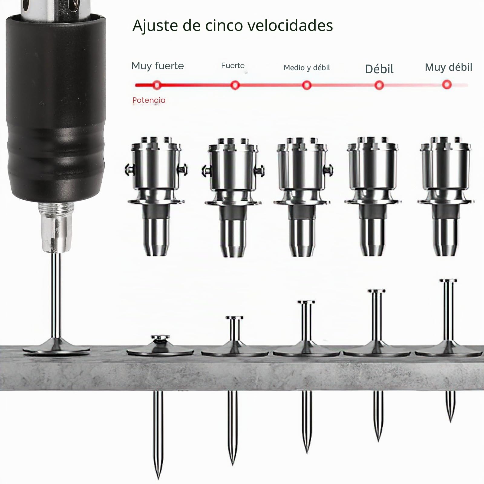 Herramienta de pistola de uñas, de acero, pistola de clavos de acero, pistola de remache, pistola neumática para acero y hormigón, silenciador, 5 velocidades, herramienta de fijación de pared para