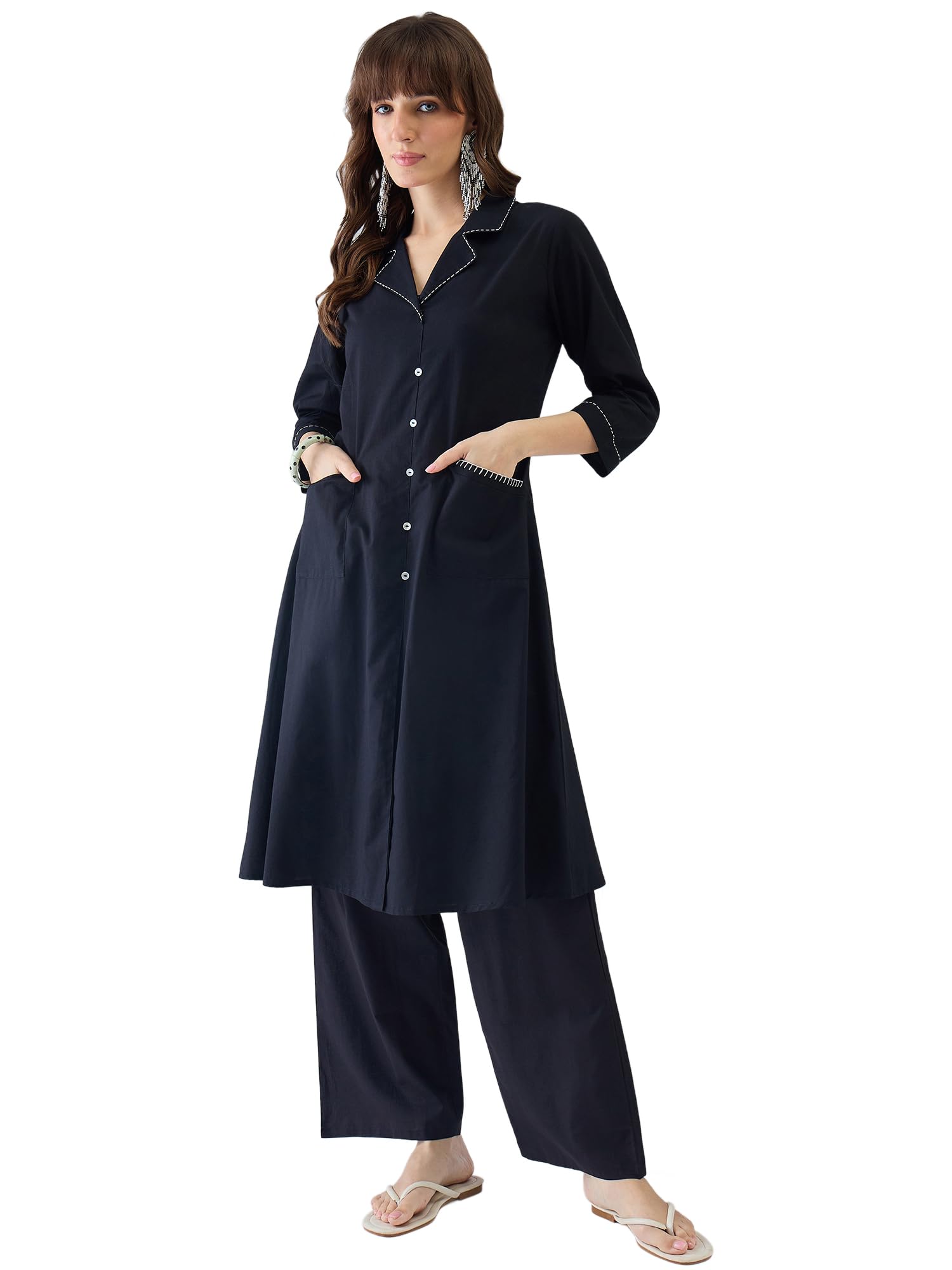 indo era Women's Catton Ethnic Co-Ord Set | Kurta Pant Set | Kurta Palazzo Set | Stylish Cotton Suit Set for Women,11898-picture-37
