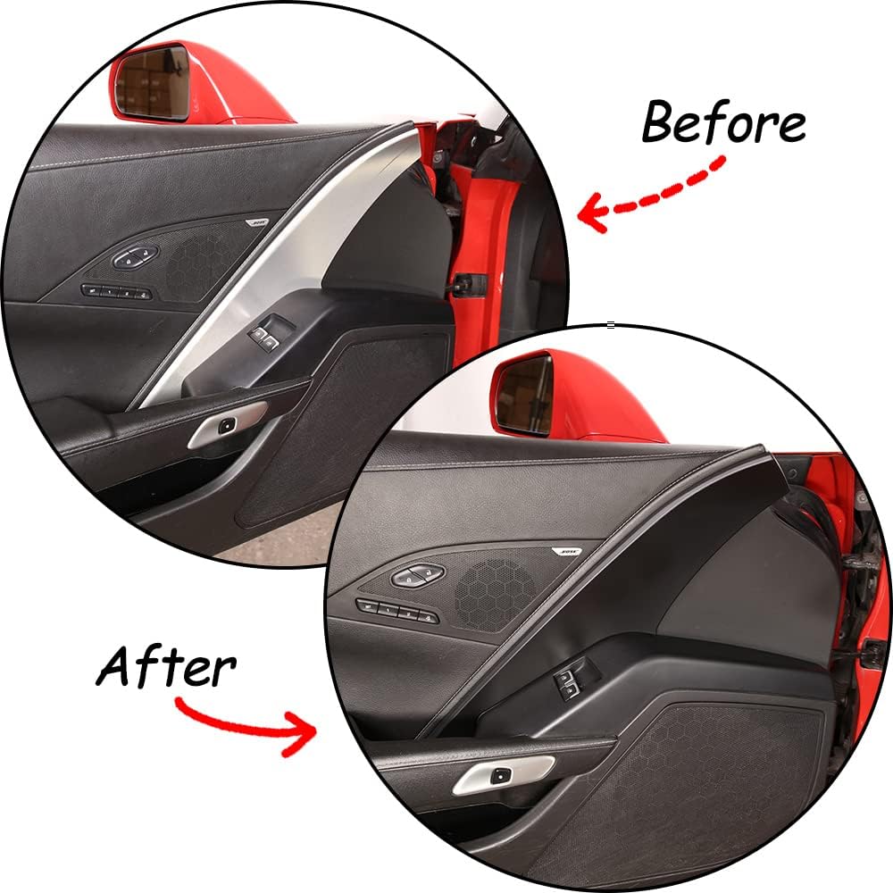 Car Interior Door Panel Cover Trim for Corvette C7 2014-2019,Driver Side Door Anti Kick Panel,Inner Door Anti Kick Decorative Bezel Panel Protection Accessories (Matt Black)